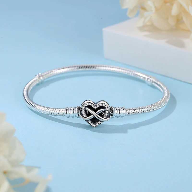 Original 925 Sterling Silver Bracelets Bangles Love Heart Clip Charms Beads Snake Chains For Women Rose Gold DIY Luxury Jewelry W250526