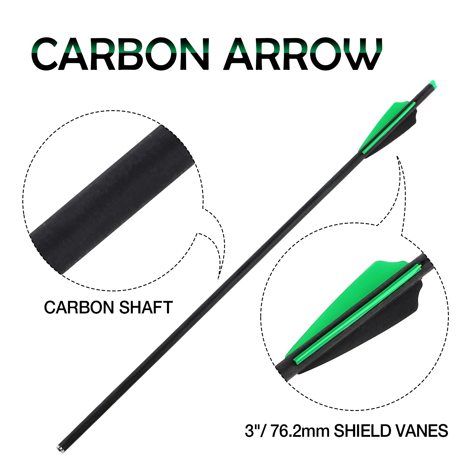 Crossbow Bolts without Arrow Tips 20 inch Carbon Hunting Arrows for Crossbow Arrows Half-Moon Nocks Archery Targeting Arrow Training Arrows(Pack of 12