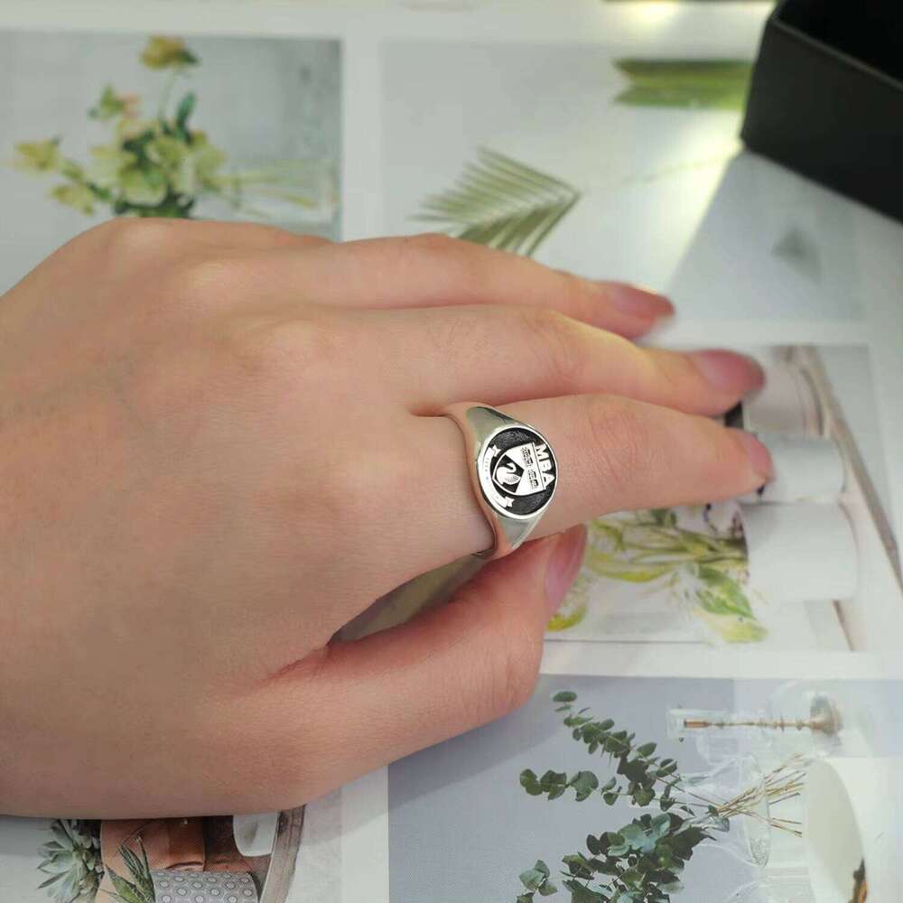 Sterling Sier for Women Fashion 13mm Width of Surface With Black Background Ring Wholesale