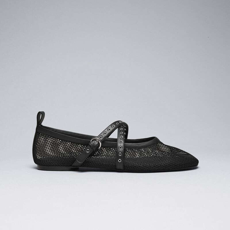 French Style Mesh Ballet Flats 2025 Spring Summer New Black Fashion Simple Personality Women's Shoes