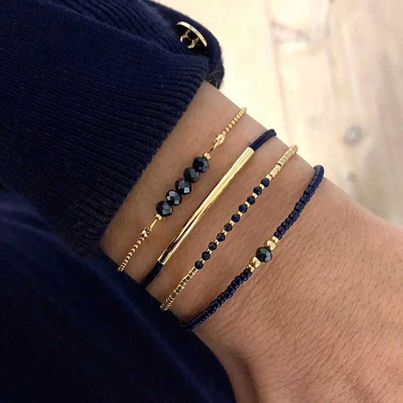 5Pcs/Set Bohemia Rice Beads Stacked Bracelets for Women Girl Handmade Imitation Pearl Crystal Bead Elastic Bracelet Jewelry Gift W250526