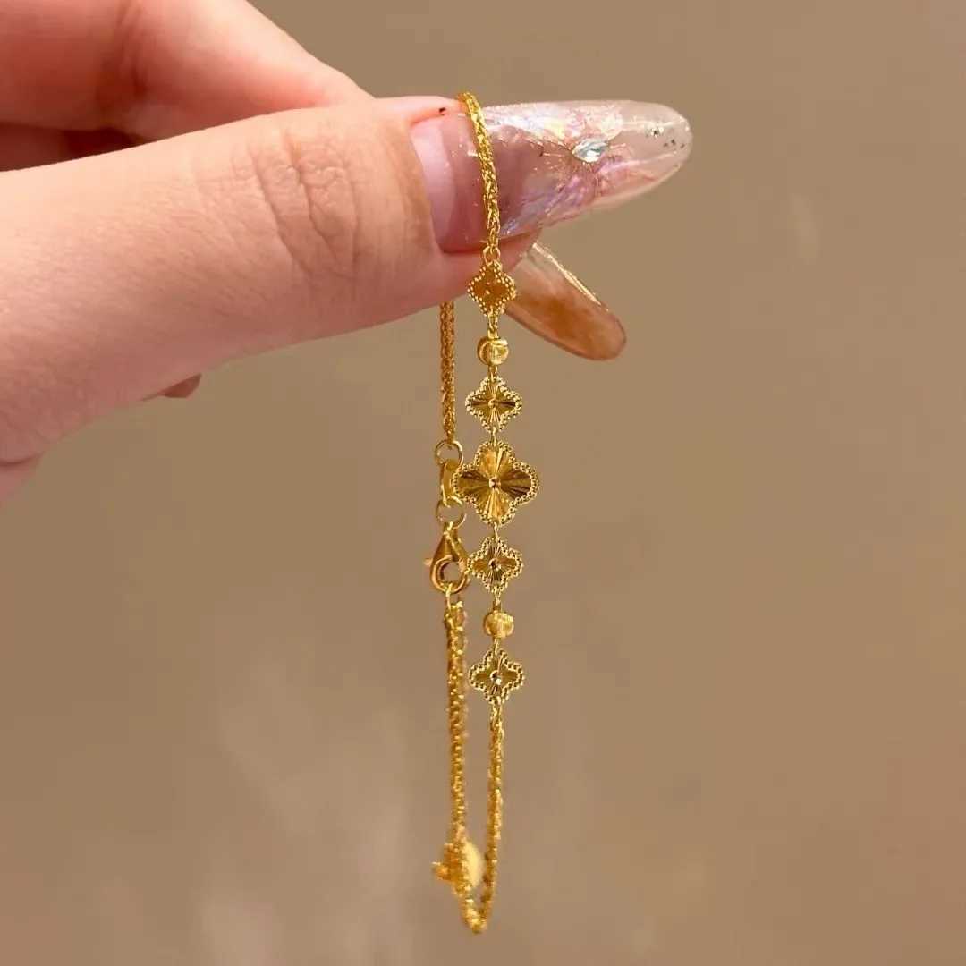 New Five-Flowered Leaf Flower Bracelet for Women Niche Design Sweet Hand Jewelry Trendy Versatile Exquisite Jewelry W250526