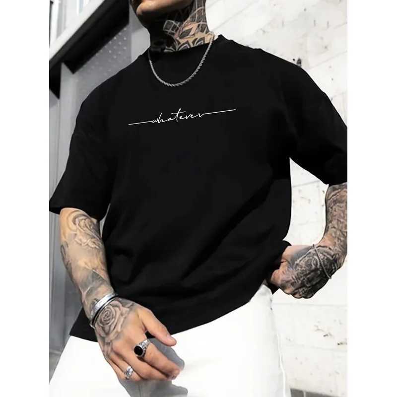 Summer Mens Casual Loose Large Size Letter Pattern Printed Comfortable Sports Round Neck Short Sleeve T-shirt Top Z250527