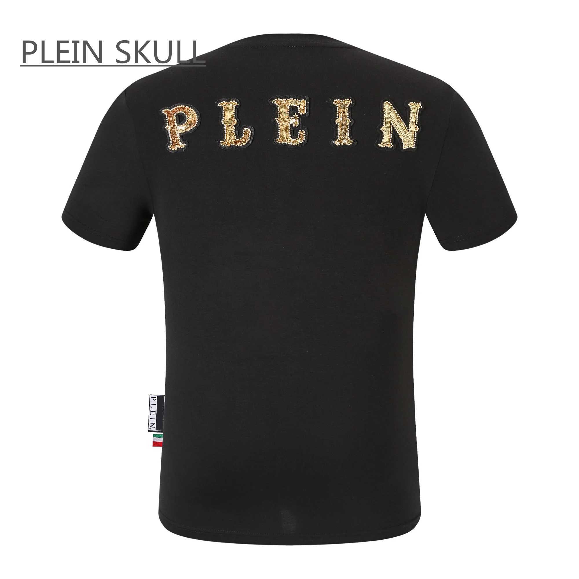 PLEIN SKULL Breathable Mens Fitness T-shirt Cotton Classic Retro Summer Short Sleeve Top Casual Round Unisex Neck Tee Z250527