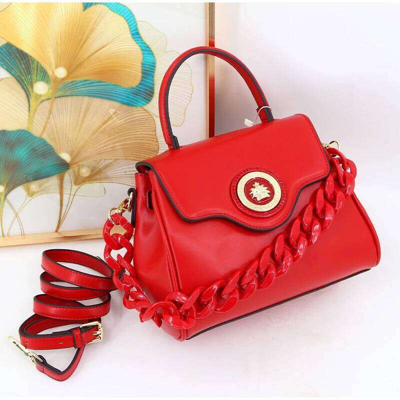 Women's Bags Designer Brand Classic Shoulder Women Versatile Retro Acrylic Chain Textured Handbag Large Capacity Flap Crossbody Bag