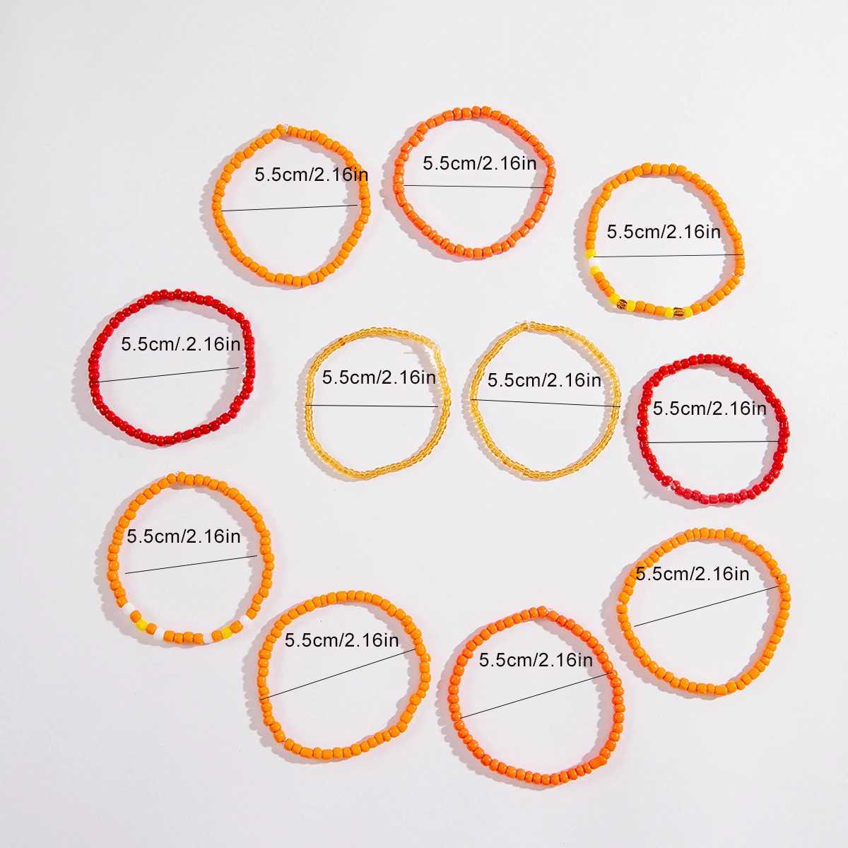 docona Fashion Personality Orange Rice Bead Imitation Crystal Bead Bracelet Set Suitable for Womens Ball Parties Party Gifts W250526