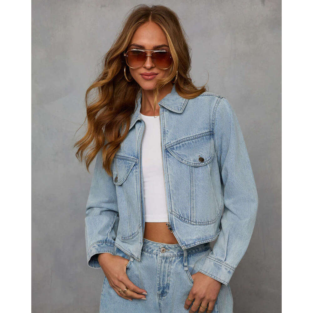 2025 Spring Fashion Casual Loose Women's Denim Jacket and Pants Set 8978