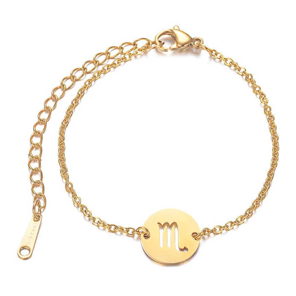 Aries 12 Zodiac Sign Constellation Bracelet Gold Color Stainless Steel Hand Bracelets For Women Jewelry Birthday Gifts 2022 W250526