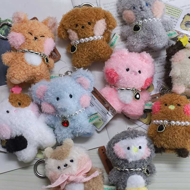 Cartoon Animal Mini Plush Doll Keychain Furry Hedgehog Pendant Keychain Cute Fox Stuffed Keychain Kawaii Keyring Gifts Wholesale W250526
