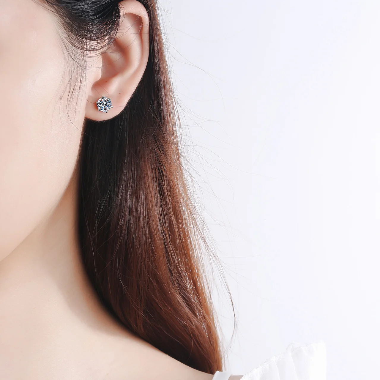 1-2 Carat D Color Earrings For Women 925 Sterling Silver Ear Studs Sparkling Lab Diamond Wedding Fine Jewelry 250519