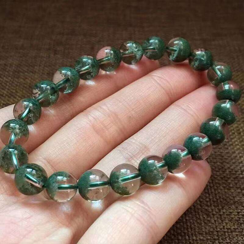 Natural Crystal Quartz Green Phantom Bracelet Treasure Bowl Beads Lucky Stone