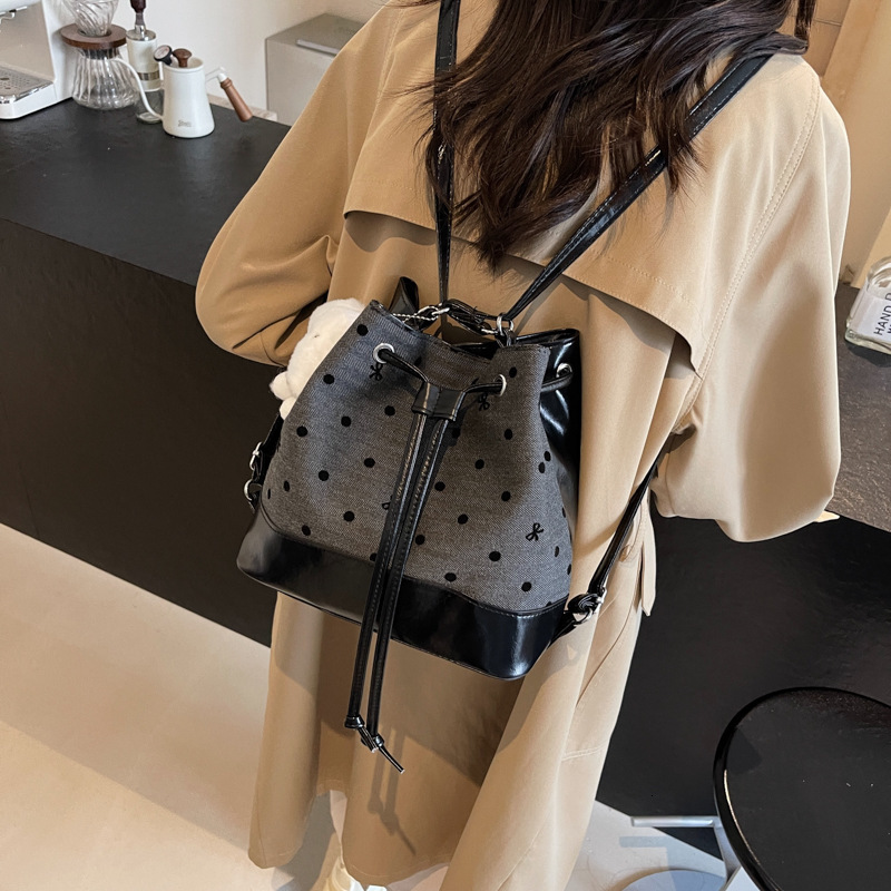 Free Shipping Designer Polka Dot Simple Single Shoulder Womens Bag Texture Versatile Shoulder Bag For Travel Fashionable Bucket Shoulder