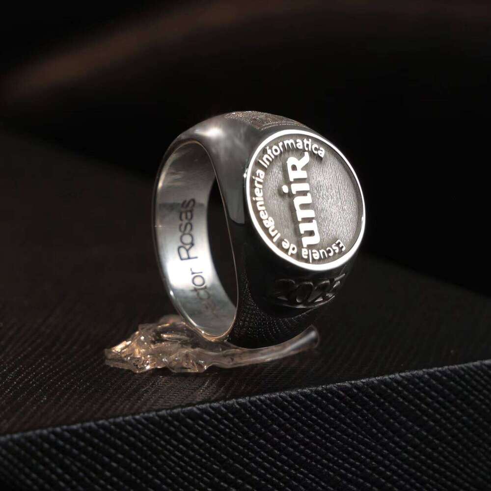 Signet Men 3D Style Hip Hop Fashion Party Ring Sier Engraved Personalized Letters for Father Gift