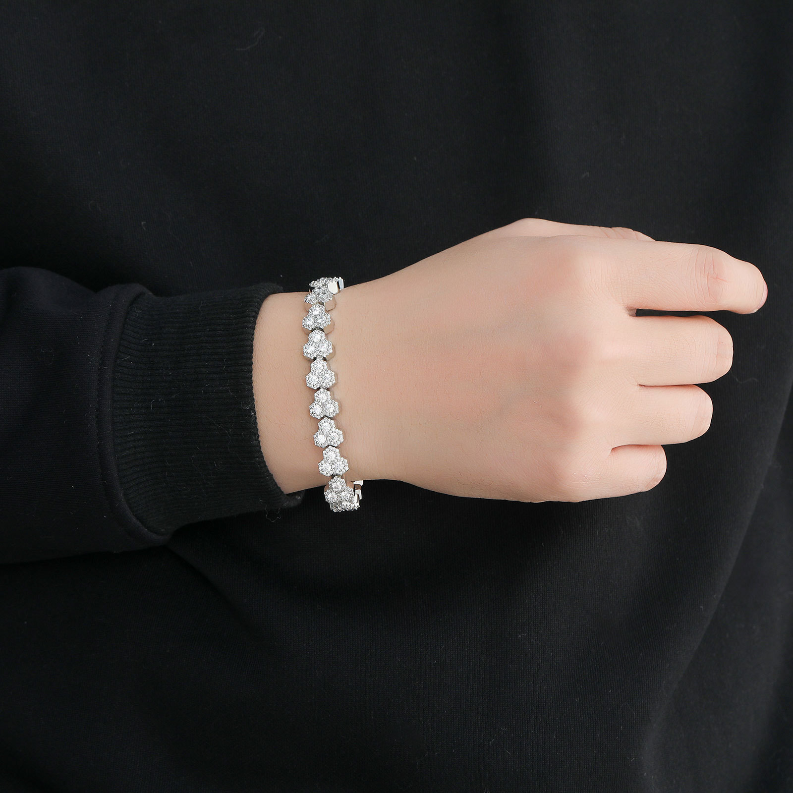 10mm Spring Box Buckle Geometric Full Sparkly Diamond Tennis Chain Bracelet For Men And Women Personalized Cubic Zirconia Hip Hop Wolf Tide Jewelry Pu
