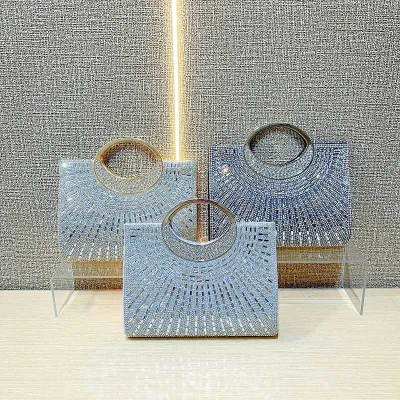 New High Luxury Design Bling Evening Handbags Delicate Ladies Elegant Fashion Clutches Small Diamond Shiny Purse Shoulder Bag W250527