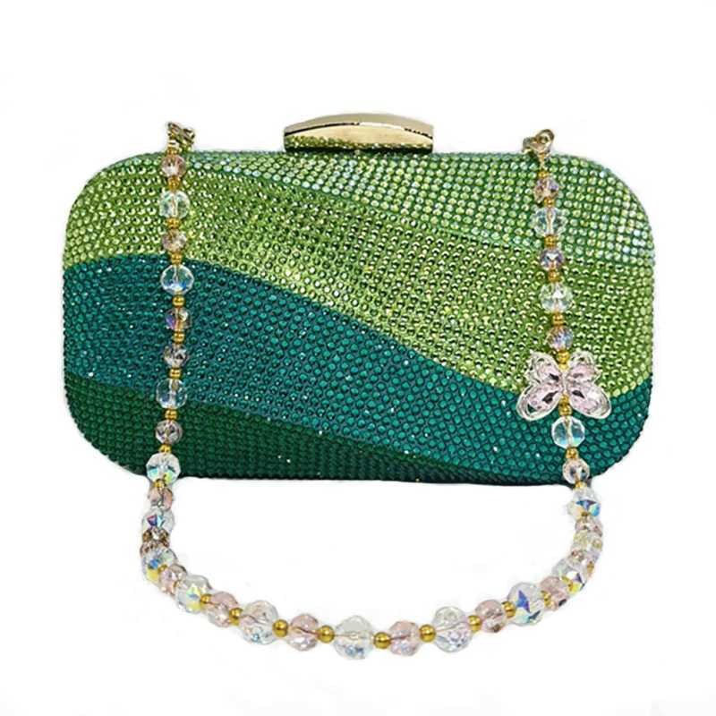 Luxury Ladies Clutch Evening Bag Gold and Silver Multi Color Diamond Wallet Latest Wedding Party Christmas Gift Evening Bag W250527