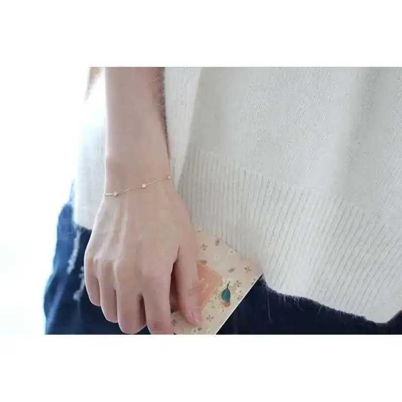 GOLDtutu 14K Real Solid Gold Crystal Charm Bracelet Minimal Simple Style Minimalist Jewelry kj181 W250526
