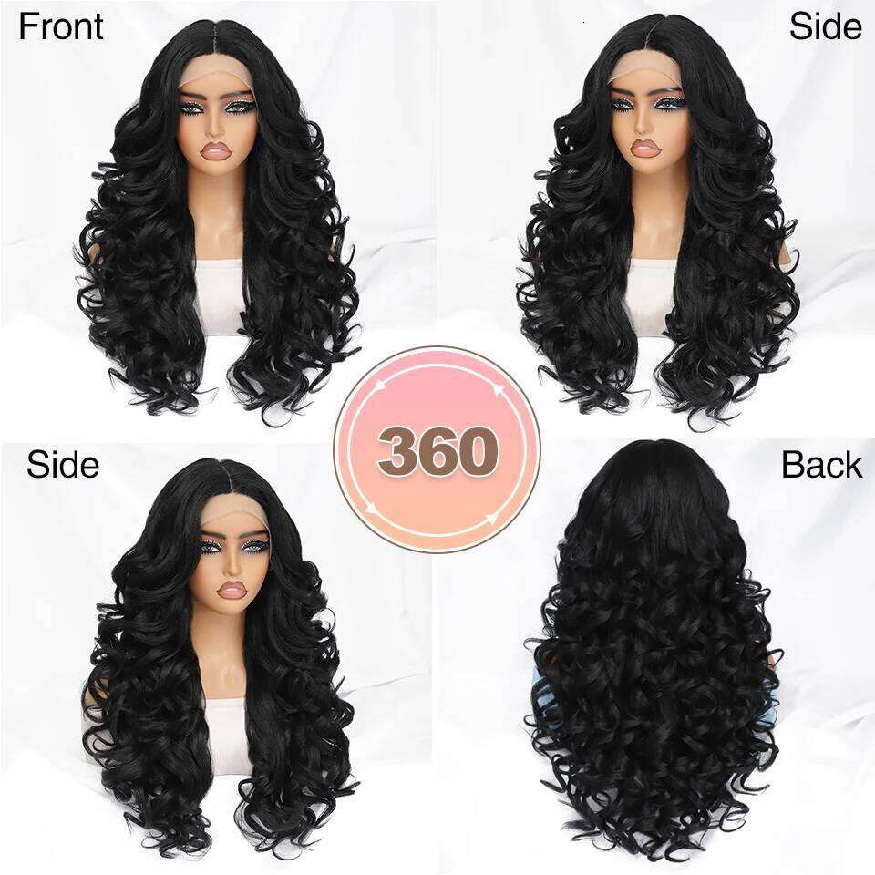 24 Inch Synthetic For Curly Afro Lace Front for Black Women High Temperature Fiber Wigs