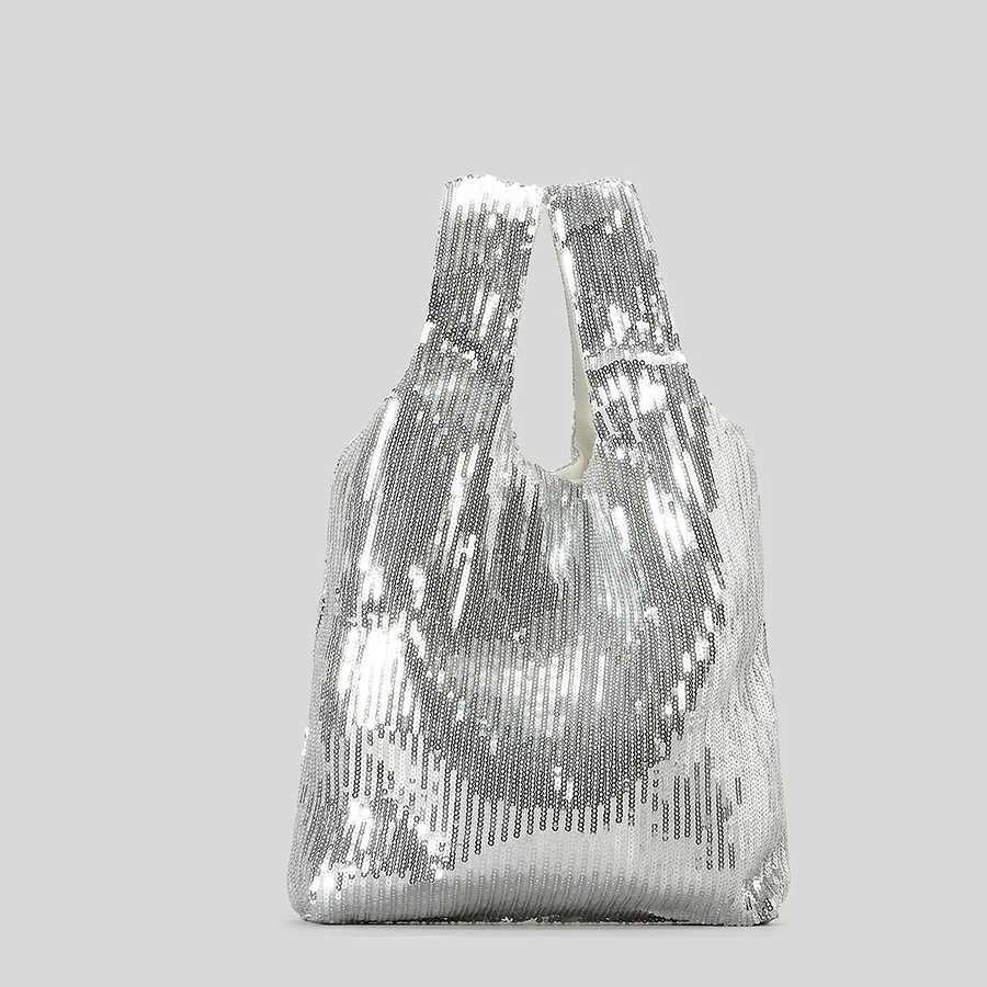 Fashion Sequins Women Handbags Shinny Tote Bags Luxury Bling Evening Party Purses Minimalist Vest Design Hand Bags 2024 W250527