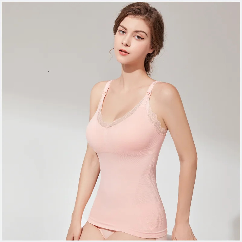 Woman Maternity Nursing Vest Bra Large Size Pregnant Front Button Seamless Long Sling Lace Breast Feeding 250527