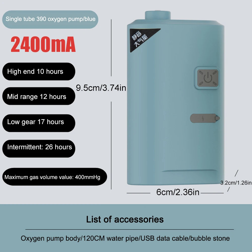 Aquarium Oxygen Pump USB Rechargeable Oxygenation Air Pump Aerator Ultra Quiet Oxygen/Aerating Pump Portable for Outdoor Fishing 250523