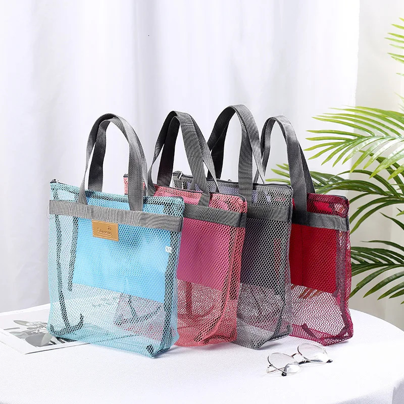 Large Travel Bag Organization Storage Bag Reusable Eco Bag Clothing Portable Outdoor Beach Mesh Pouch Bathroom Wash Bag Package 250526