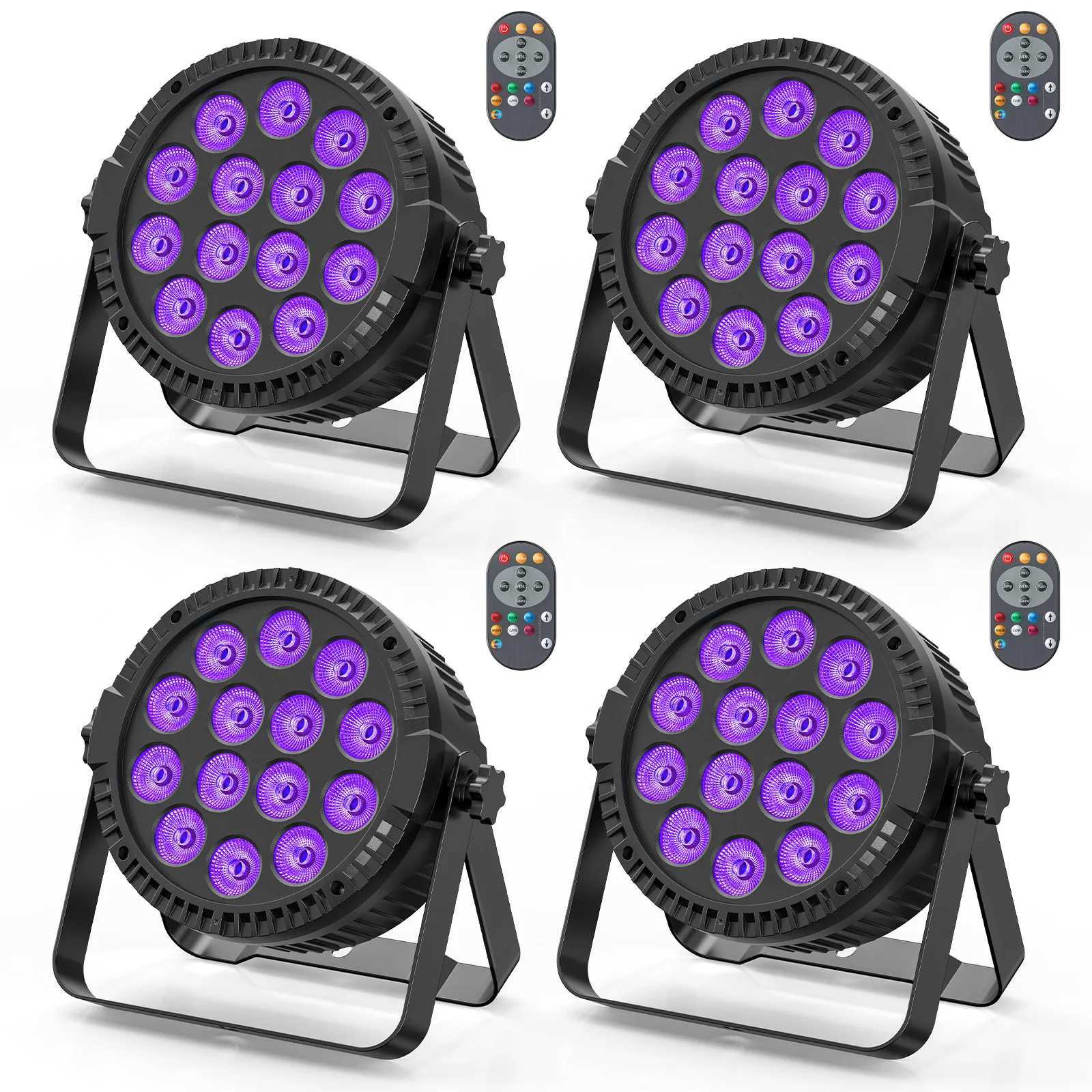 Fieryzeal 4PCS 80W RGBW Par Light DMX512 Control Flat Stage Light 14x6W 4IN1 LED Stage Effect Light for DJ Disco Bar Concert XJ250527