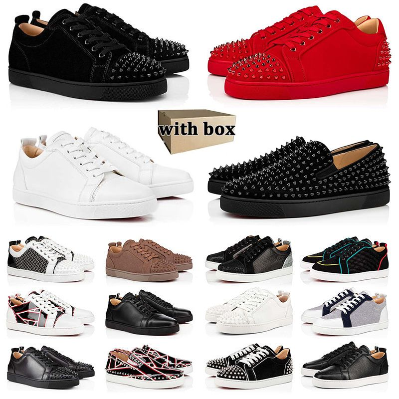 with box designers shoes for men women suede leather Rivets Black Grey Red White Camo Green mens spikes office career wedding outdorrs trainers sneakers size 36-45