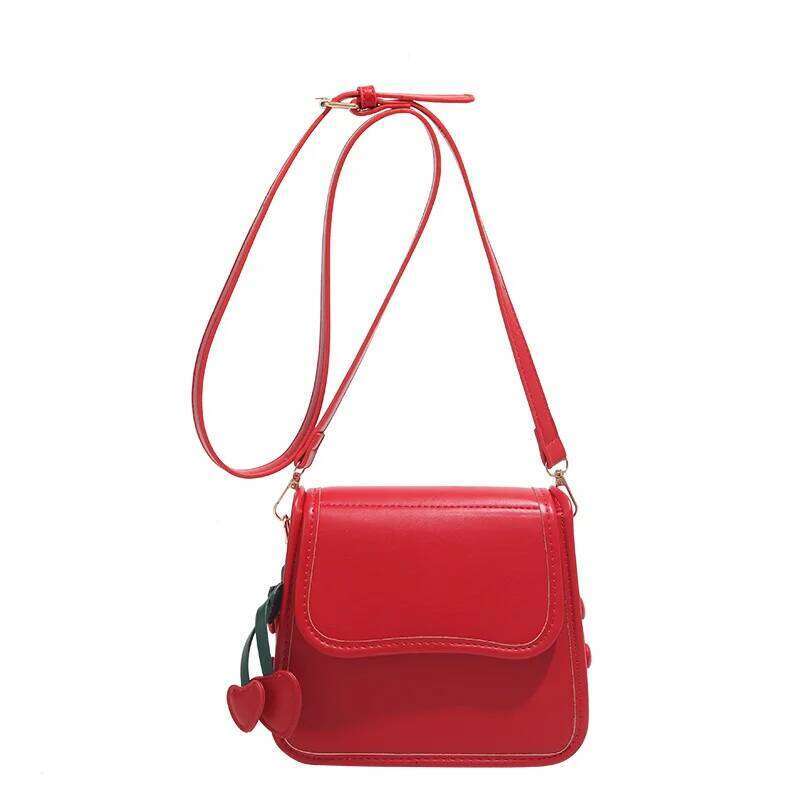 High Quality Retro Red PU Crossbody Bag Women's Light Magnetic Buckle Flap Underarm Bags Versatile Commuting Handbag