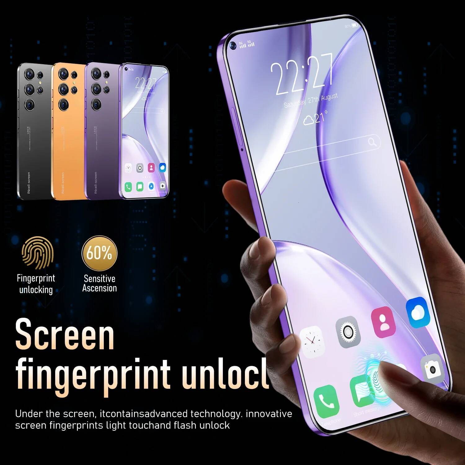 S25 Ultra Smartphone 7.3inch Front 72 million Pixels 108million HD rear camera Android14 Face Unlocked mobilephone
