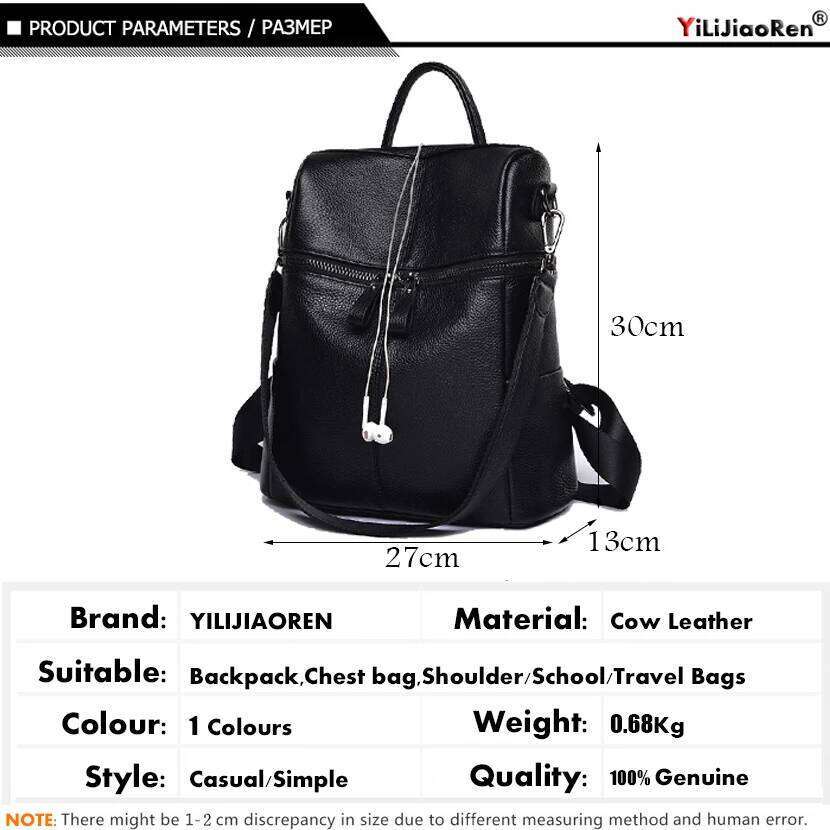 Casual Genuine Female COW Leather Backpack Women Shoulder Large Capacity School Bags For Teenagers Girls