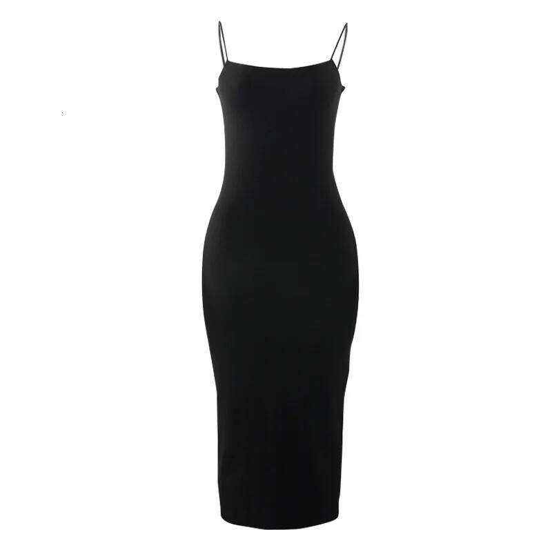 Hot Tight Dresses Summer Sexy Dress Women Streetwear Sleeveless Solid Spaghetti Strap Bodycon Casual Clubwear Elegant Party Dresses Casual Knee Length