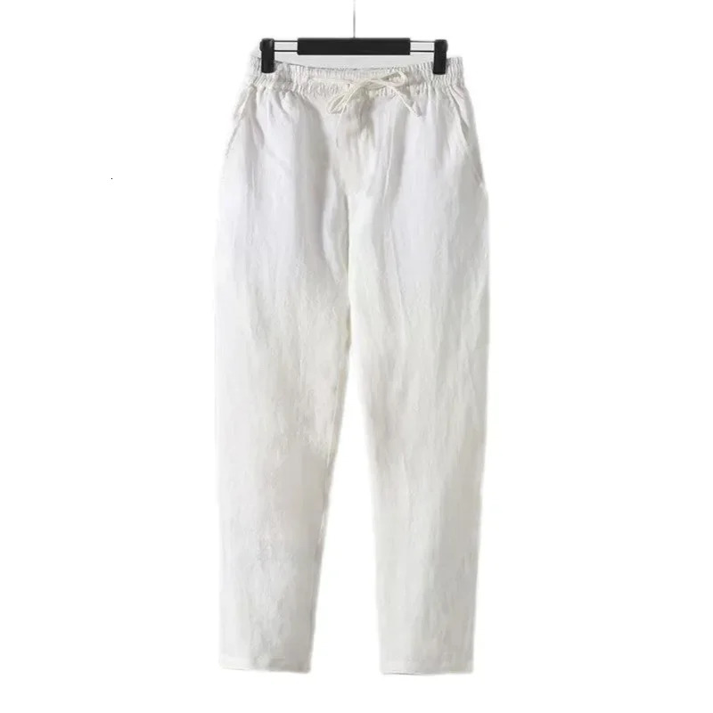 Fashion Solid Color Linen Pants Men Loose Cotton Hemp Men Casual Pants Men Summer Straight Pants Men Clothing 250526