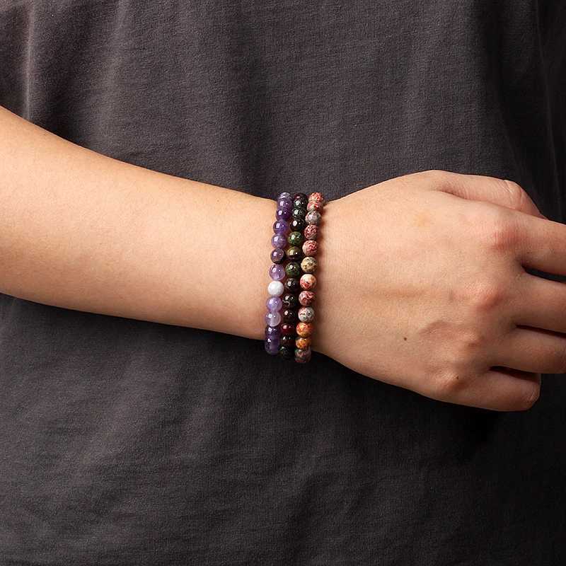 4mm Reiki Amethyst Agate Beads Bracelets for Women 6mm Pink Quartz Natural Stone Tiger Eye Hematite Bracelet Men Jewelry Pulsera W250526