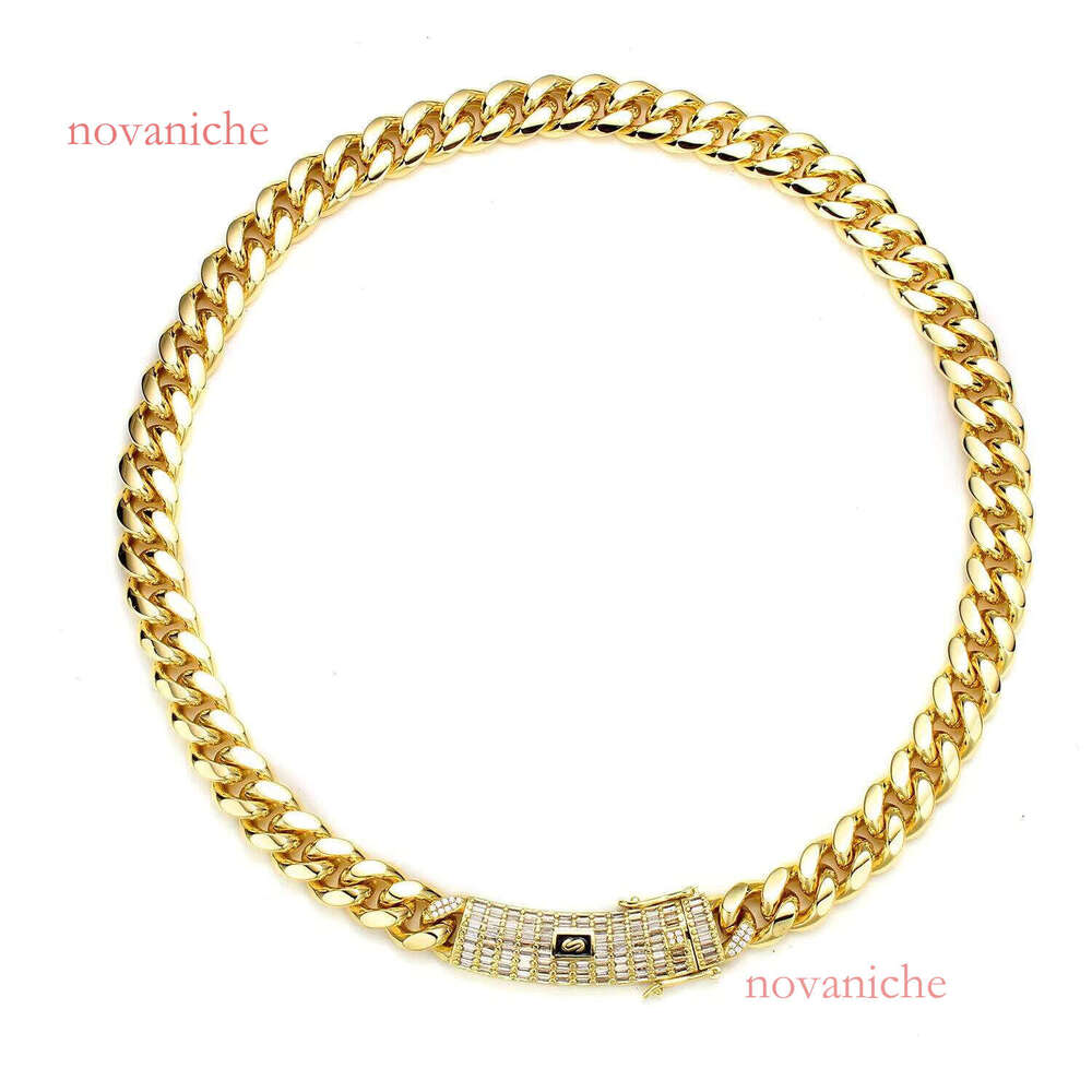 Gold Plated Stainless Steel Cuban Necklace Fashion Chain Jewelry With Bling Zircon for Men Wholesale