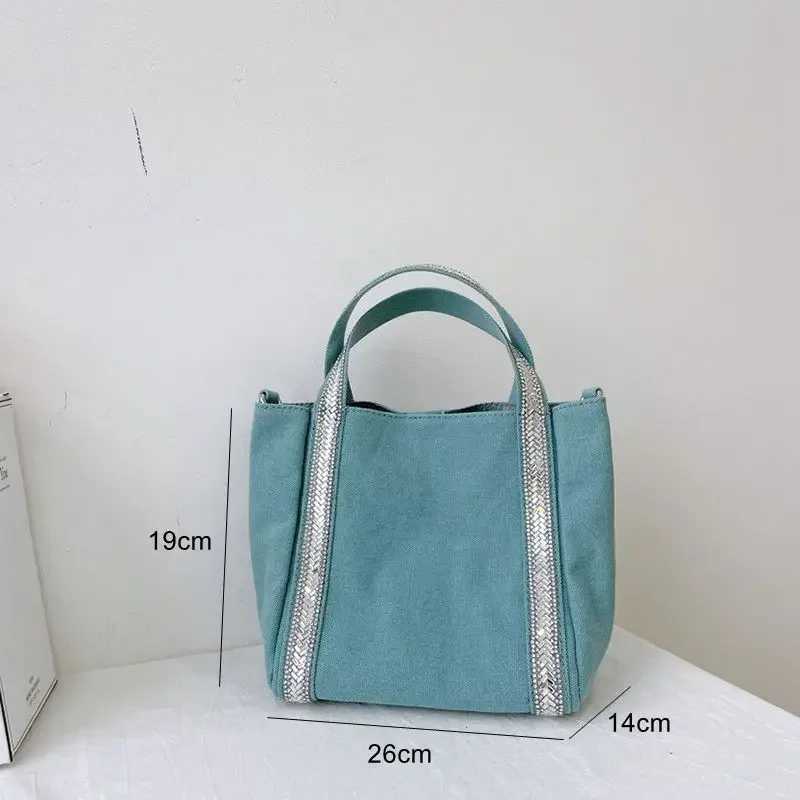 Hand-held Canvas Purses and Handbags Luxury Designer Womens Rhinestone Basket Tote Contrast Color Large Capacity Shopping Bags W250527