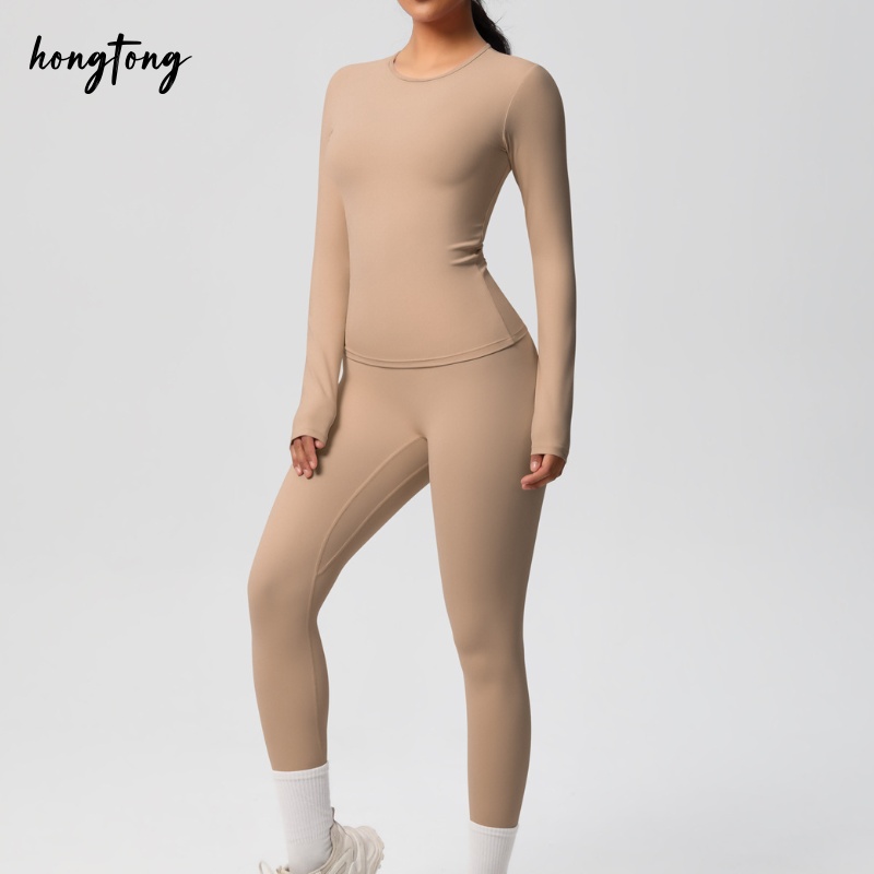 Workout sets woman elastic skinny long sleeve pants yoga set bodybuilding gym clothes outdoor running breathable moisture wicking quick dry active wea