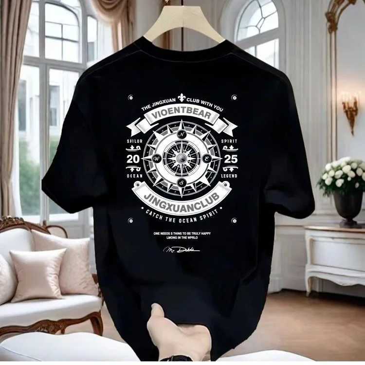 Short Sleeve Mens Spring and Summer T-shirt 2025 New Cotton Fashion Brand Printed Trend Mens Loose Crew-neck Top Mens Wear Z250527