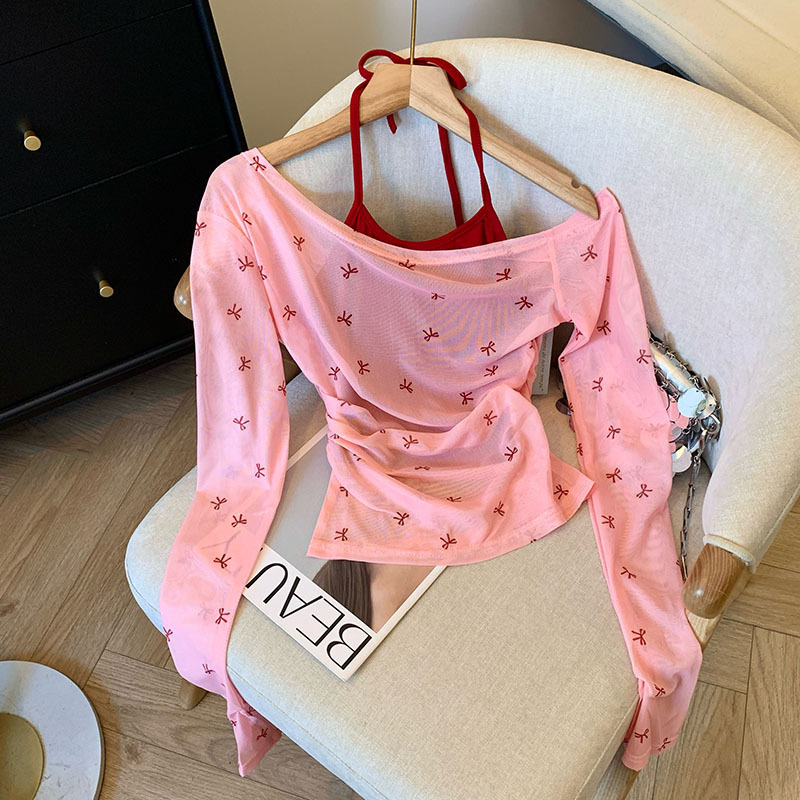 XR210 Summer Dopamine Hot Girl Long Sleeve Thin Sunscreen Fashion T-shirt Women's Slim Fit
