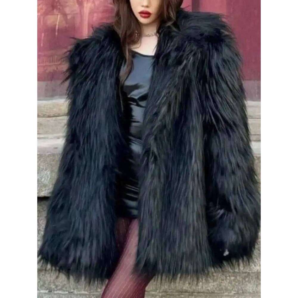 UCXQ Temperament Faux Fur Coat European Style Street Fashion All Match Loose Casual Women's Outerwear 2025 Autumn Winter 23C2516