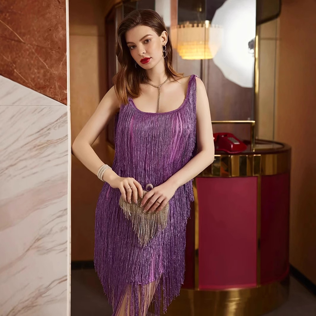 Backless tassel pencil skirt tassel dress for women INS