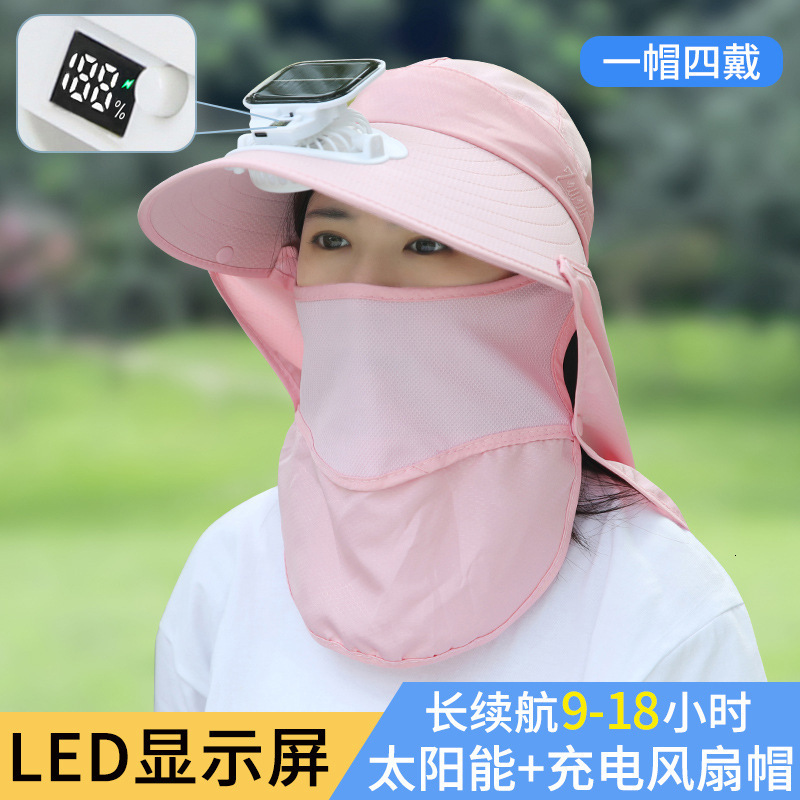 Designer's Sun Hatsummer Solar Powered Digital Display Charging Fan Hat For Men And Women Outdoor Garden Construction Site Greenhouse Sunshade UV