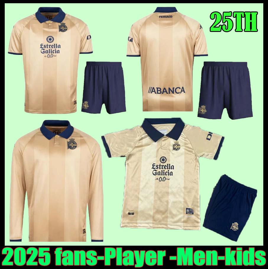 Deportivo La Coruna Launch Stunning Gold Commemorate 25th Anniversary soccer jerseys 2024 25 Football Shirts Men Kids Kit uniforms