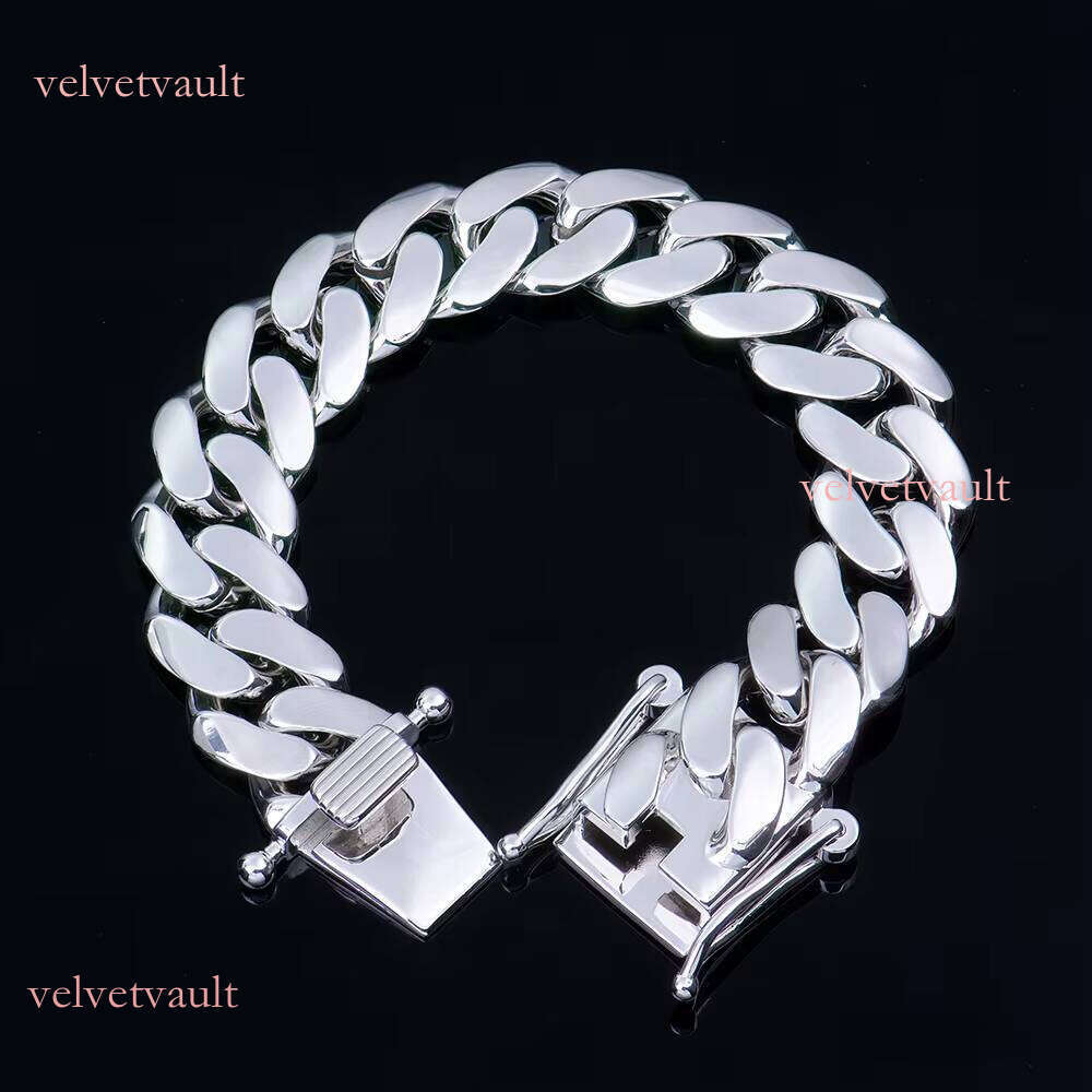 Men's Hip-Hop Sier Boutique Jewelry 14mm Miami Cuban Link Bracelet No Gift