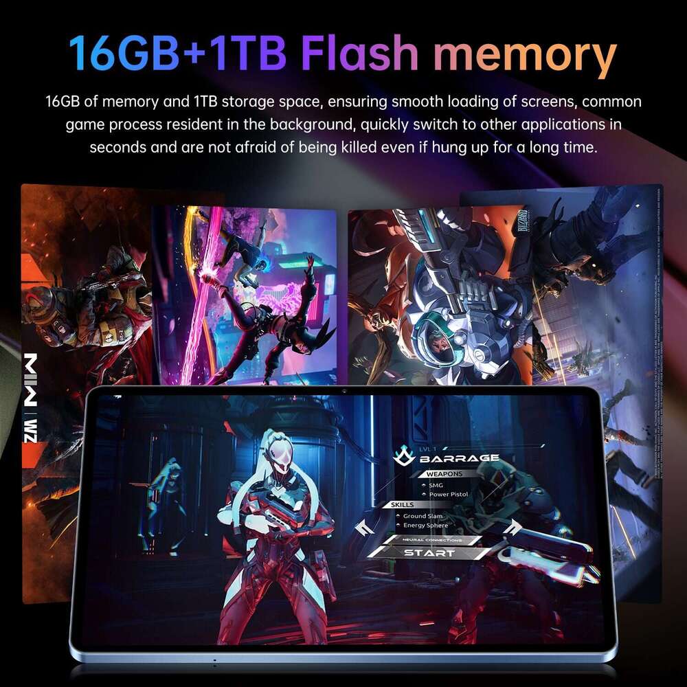 Pad 16 Pro Tablet 10.1inch 16GB+1TB lightweight Tablet PC can insert dual SIM Android tablet global English smartphone front and rear high-definition 