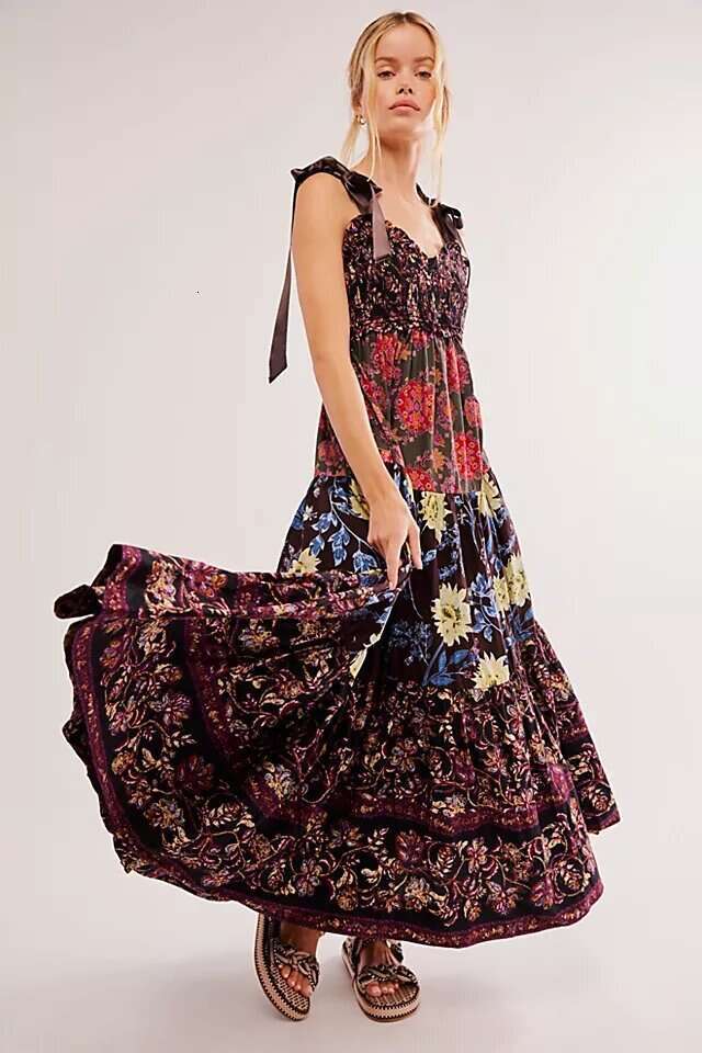 2025 Summer New Strapless Backless Printed Maxi Dress for Women