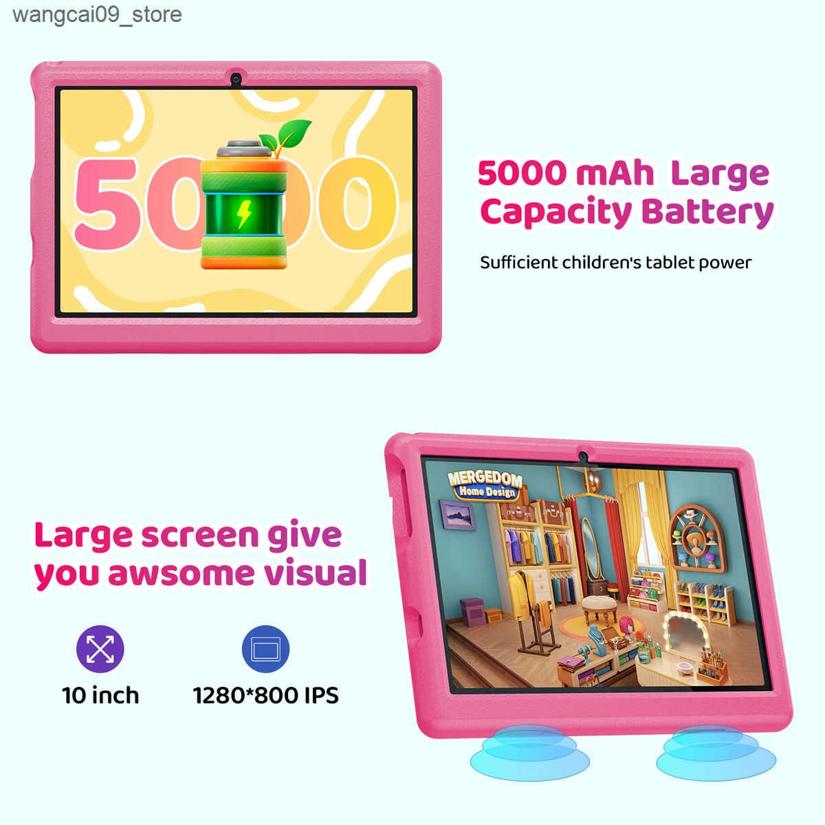KT1006 10.1 Inch Kids Tablet 6GB RAM 64GB ROM 128GB SD Expand 5000mAh HD Dual Camera With Parental Control Toy Gift for Children z250527