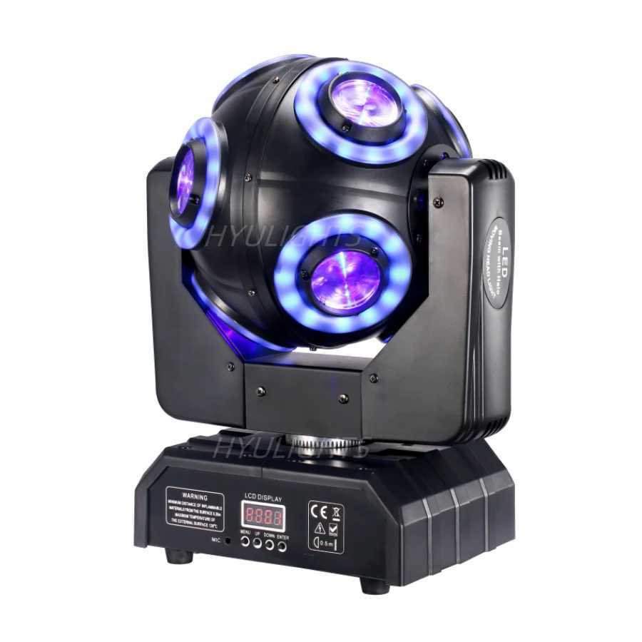 LED Moving Head 8x15W RGBW 4in1 With Halo RGB 3in1 Football Light 360 Infinite Rotation Beam Strobe DJ Bar DMX 512 Stage Effect XJ250527