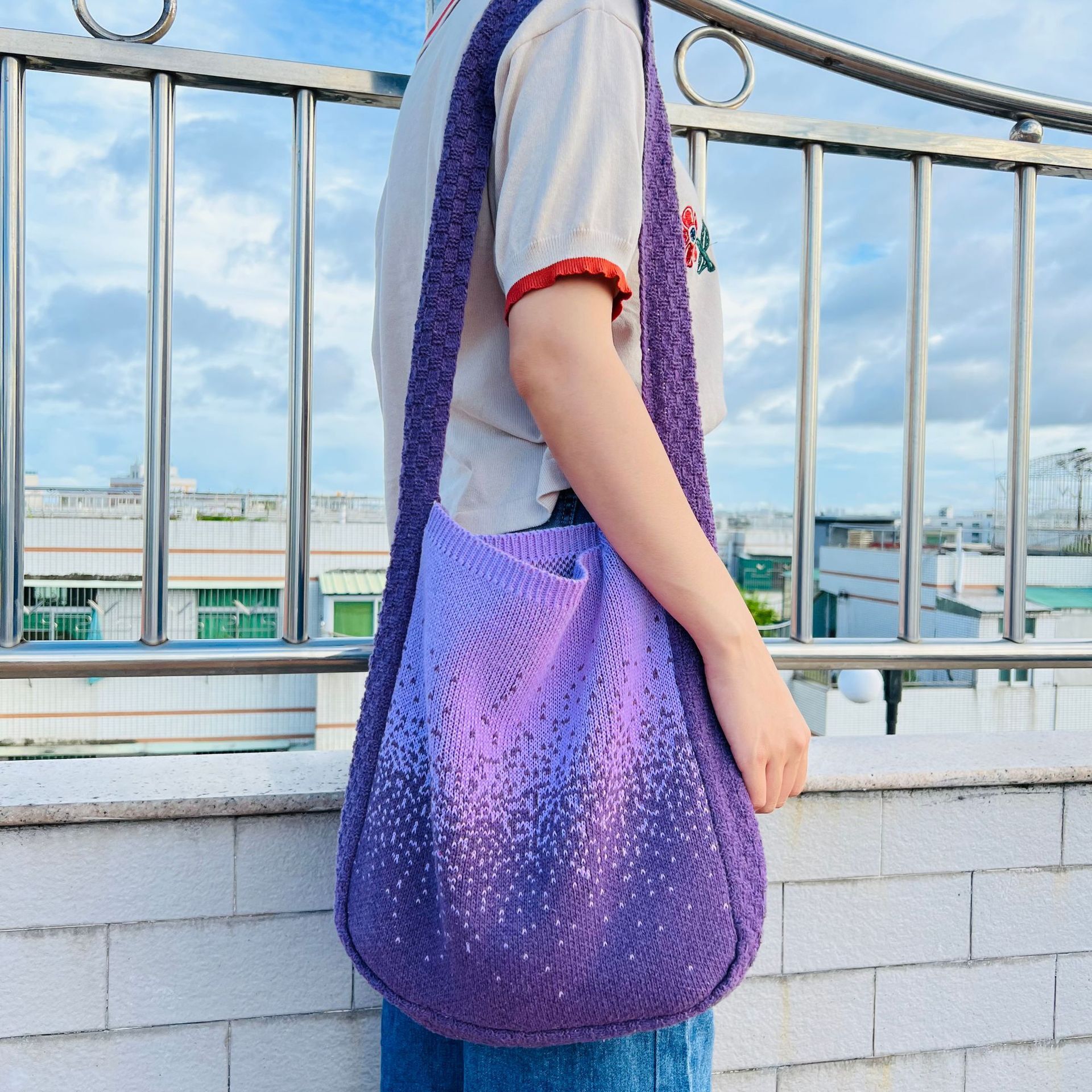 Brand High Quality New Style Style Cross-Border Bag Knitted Bag Starry Bag Color-Block Bag Crossbody Bag Beach Bag Tote Bag Woven Bag New Free Deliver