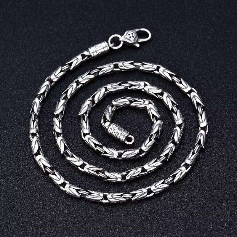 S Sterling Sier Men's Six Character True Words Vintage Peace Pattern Necklace Jewelry